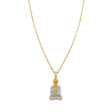 Detailed Diamond Buddha Pendant in 10k Yellow Gold .81 Ctw
